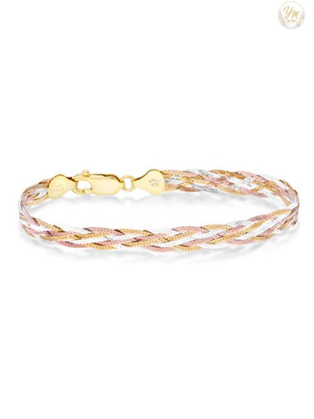 Italian 925 Sterling Silver Braided Herringbone Chain Bracelet
